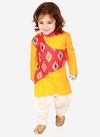 Red And Yellow Colour KID1 Ikat print Festive Wear kurta pyjama Boys Collection K22EB131RDYE